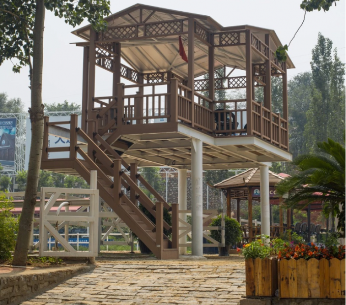 Verja compuesta plástica de madera al aire libre, barandilla exterior