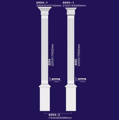Columna romana del poliuretano decorativo de mármol, pilastra romana de la PU del estilo clásico