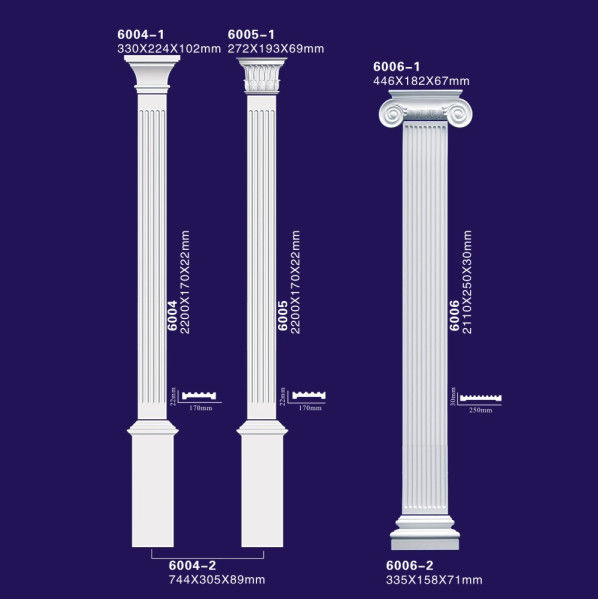 Columnas europeas ligeras del poliuretano/pilares romanos para la pared/el techo